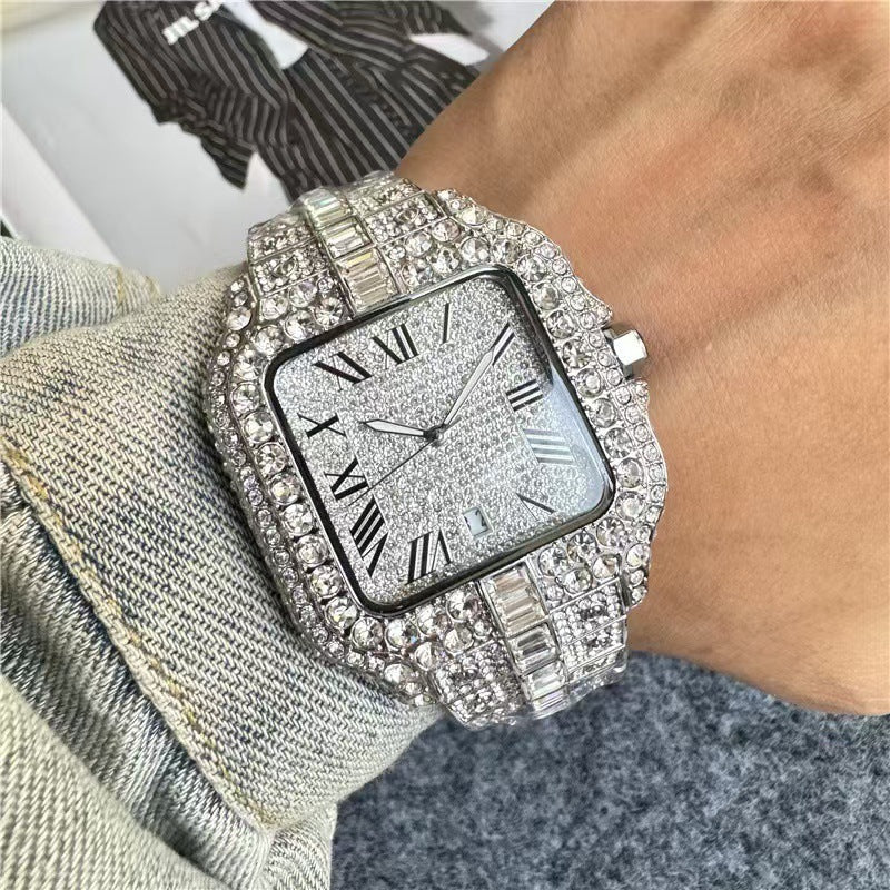 High Quality Big Diamond Starry Men's Multi-functional Fashion Quartz Watch